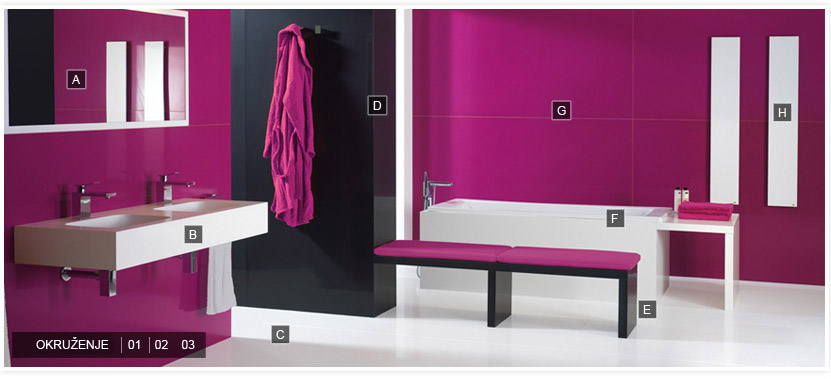 Large format fuchsia quartz for bathrooms